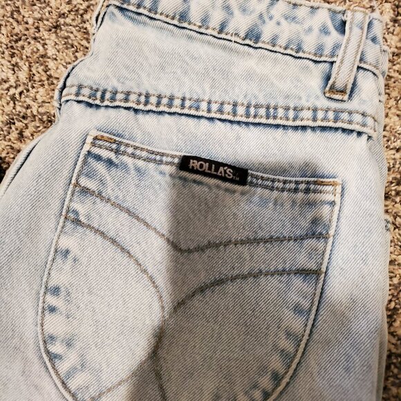 Rolla's High Rise Straight Jeans Light Blue Distressed 27 - Picture 2 of 5